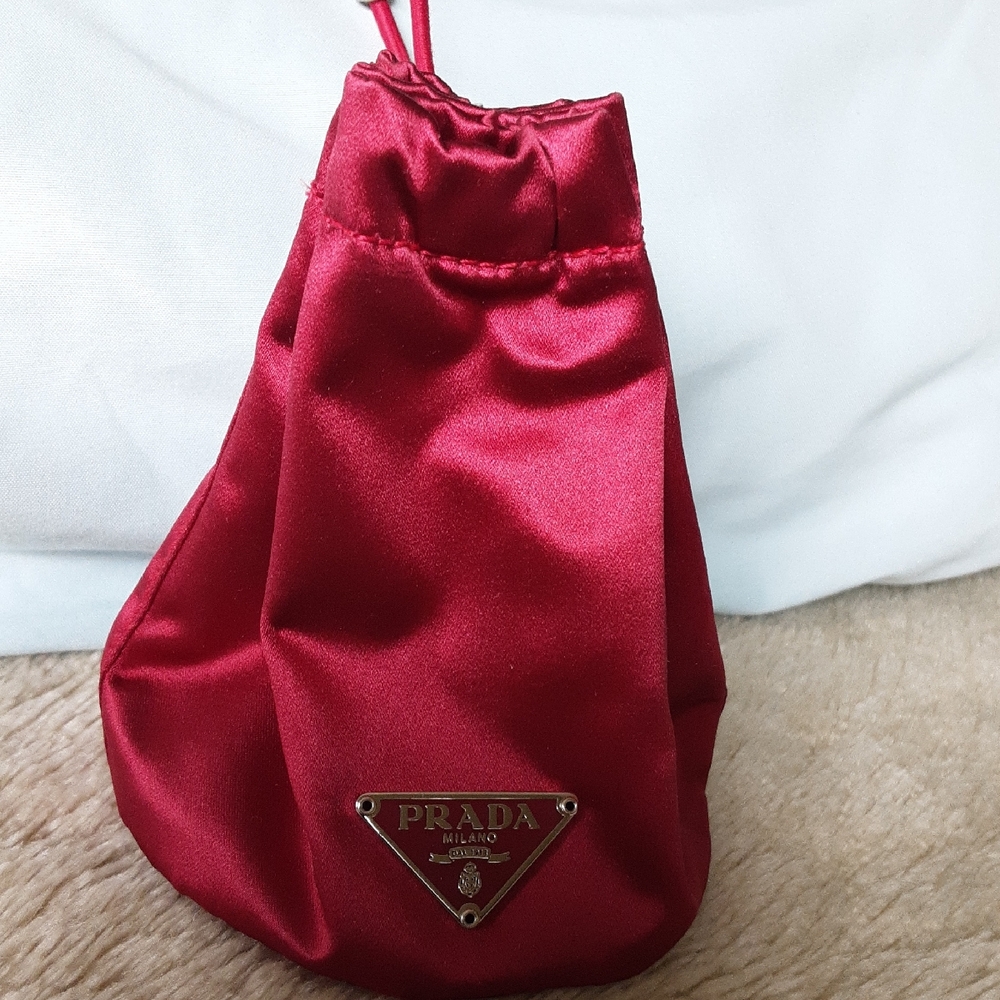 Prada Red Satin Drawstring Bag